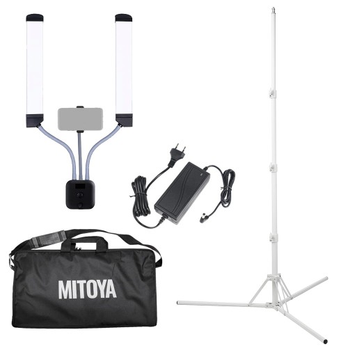 *ZESTAW* Lampa LED MITOYA Dual Arm z giętkimi ramionami + statyw IBIS