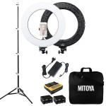 *ZESTAW* Lampa LED RING MITOYA RL480 45cm + statyw PENGUIN + dodatkowe baterie i ładowarka Patona