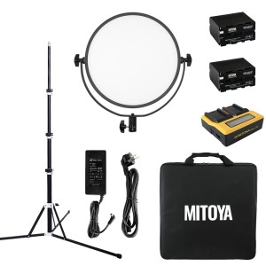 *ZESTAW* Lampa MITOYA SUN 35W Bi-color + statyw YOGA + dodatkowe baterie i ładowarka Patona