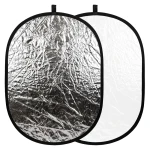 Blenda owalna 2w1 srebrno-biała 90x120cm [white/silver]