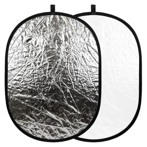 Blenda owalna 2w1 srebrno-biała 90x120cm [white/silver]