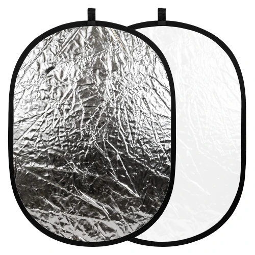 Blenda owalna 2w1 srebrno-biała 90x120cm [white/silver]