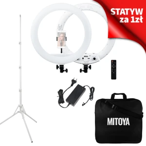 *ZESTAW* Lampa LED Ring MITOYA MTY18C WHITE 45cm + statyw IBIS