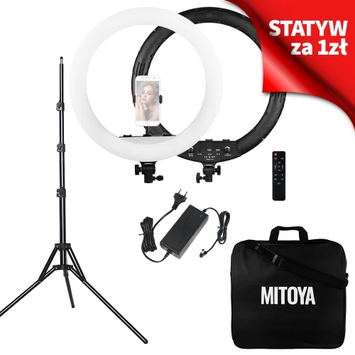 *ZESTAW* Lampa LED RING MITOYA MTY21C 53cm + statyw BLACK IBIS