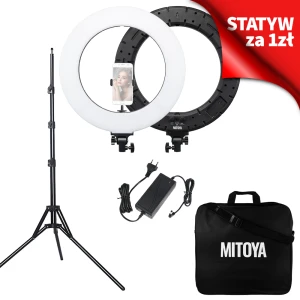 *ZESTAW* Lampa LED RING MITOYA RL480 45cm + statyw BLACK IBIS